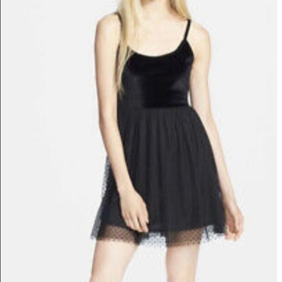 Mink Pink On Pointe Velvet Tulle Sleeveless Mini Fit and Flare Dress Black Sz M - Picture 1 of 10